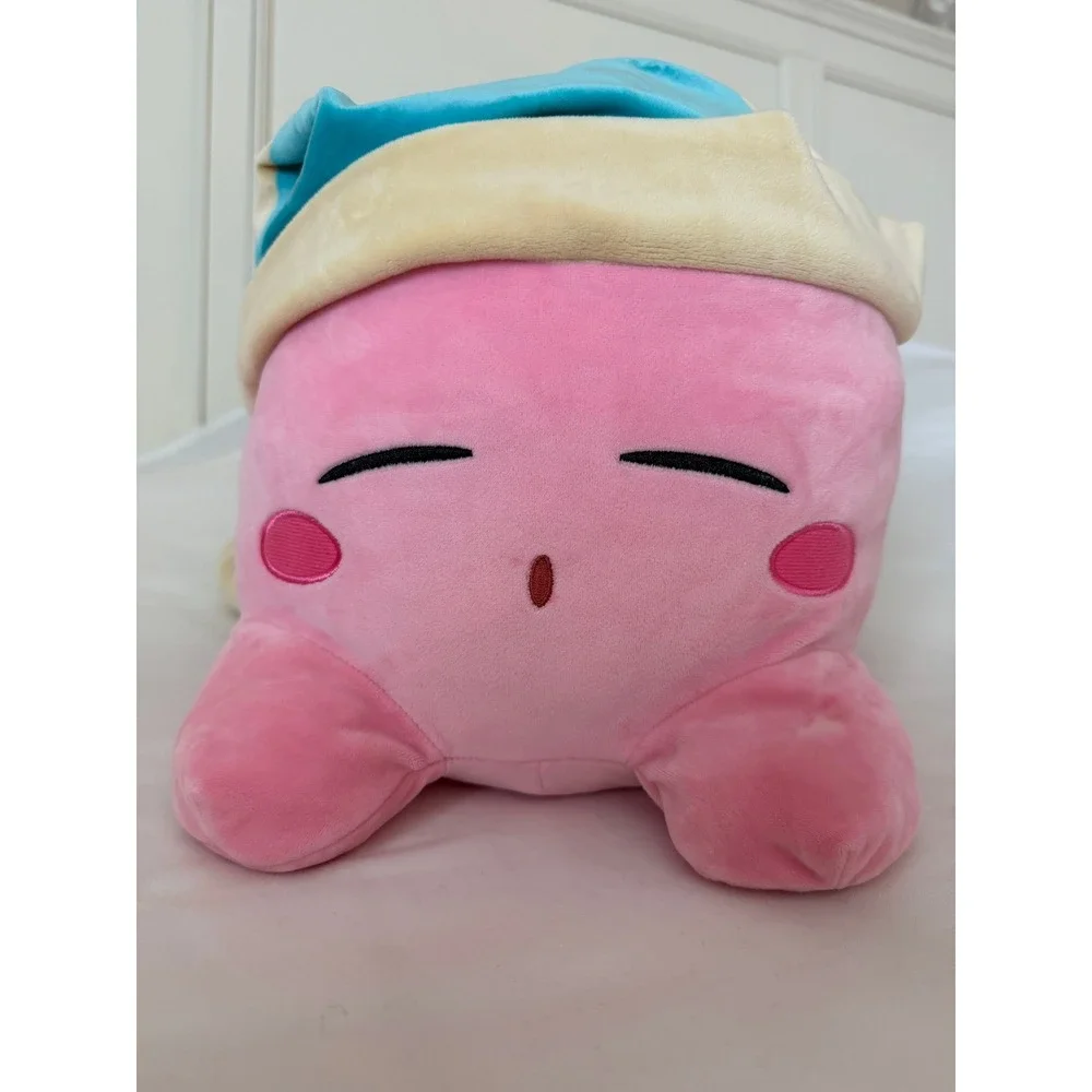 Nintendo Kirby Sleep Plush Pink Character Blue Nightcap Stuffed Toy 12 Inch